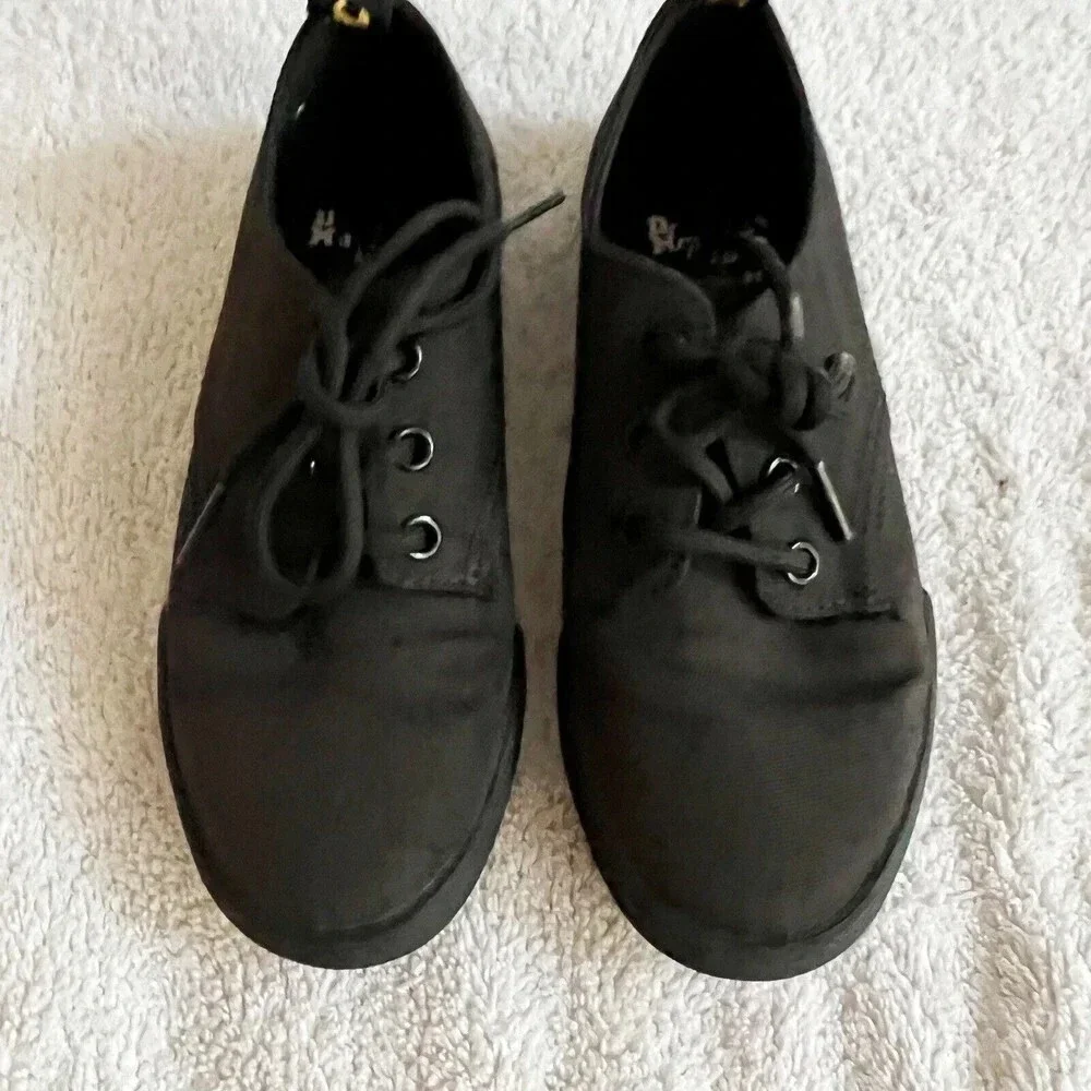 Dr. Doc Martens Kids Unisex 13 Black Santanita J Canvas Shoes Sneakers Lace Up